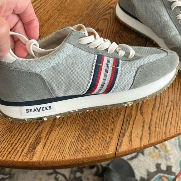 SeaVees Royal Runners Gray Athletic Shoes with White and Red Accents - Picture 3 of 10